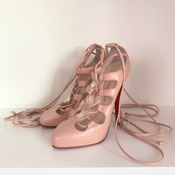 Christian Louboutin Shoes - New Christian Louboutin nude Lace-Up Heels